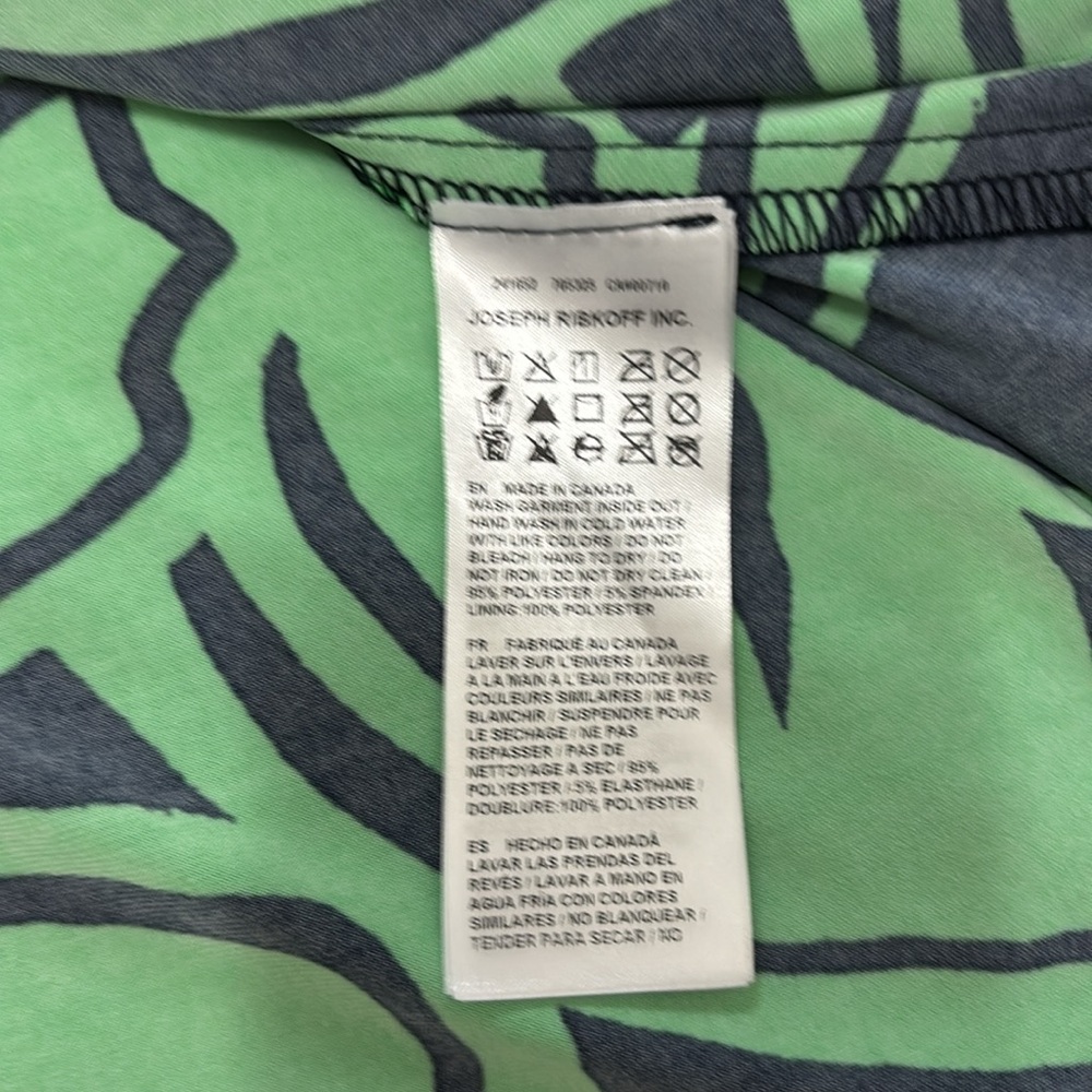 Joseph Ribkoff Floral Wrap Dress US 10 UK 12 Green Navy Midi Slit Vacation Soft - Picture 12 of 15